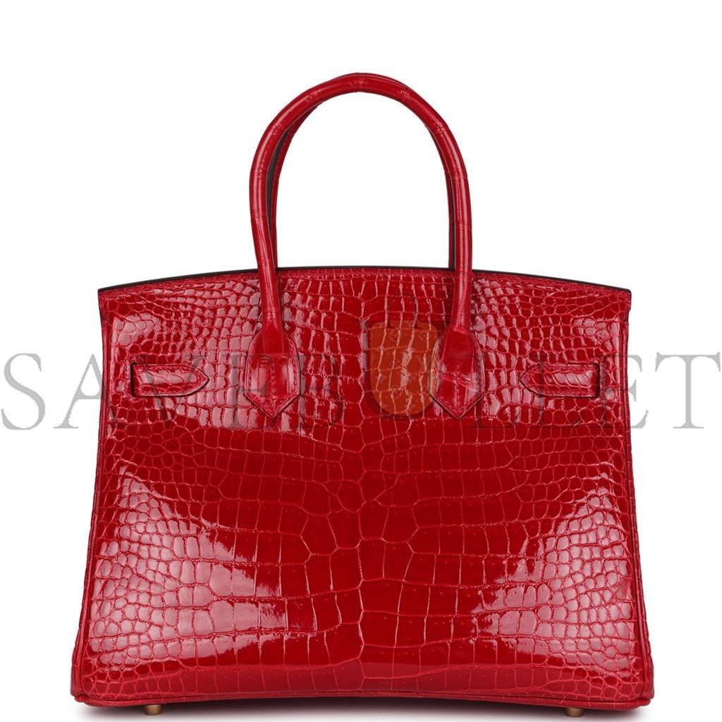 HERMES MASTER BIRKIN 30 BRAISE SHINY POROSUS CROCODILE GOLD HARDWARE (30*22*16cm)